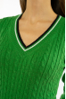 Пуловер женский с V-образным вырезом 618F402 зеленый