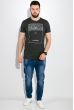 Футболка мужская с надписями 515F056 темно-серый