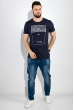 Футболка мужская с надписями 515F056 темно-синий