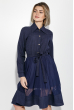 Платье женское юбка-солнце, нарядное 74PD385 темно-синий меланж