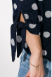 Блузка женская нежная, с завязками на руках 64PD2631 сине-серый , горох 