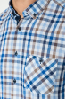 Рубашка мужская принт мелкая клетка 50P7078-1 бежево-синий