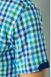 Рубашка мужская принт мелкая клетка 50P7078-1 зелено-синий