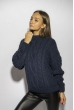 Свитер женский крупной вязки 21Z4018 темно-синий