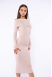Платье вязаное с открытыми плечами 184P7045 песочный