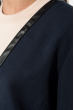Пиджак женский с краями из экокожи 64PD226 темно-синий