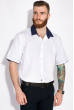 Рубашка мужская с контрастным воротником 120PAR105-1 бело-синий
