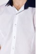 Рубашка мужская с контрастным воротником 120PAR105-1 бело-синий