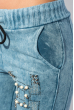 Брюки женские стильные с кружевом 428F001-2 голубая варенка