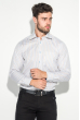Рубашка мужская в полоску, классический воротник 50PD50802 бело-песочный