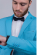 Пиджак мужской яркий, на одну пуговицу  №276F010 голубой