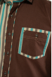 Рубашка комбинированной рассцветки 11P387 коричнево-мятный