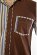 Рубашка комбинированной рассцветки 11P387 коричнево-синий