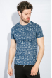 Футболка мужская темный принт 168F020 синий