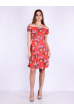 Платье 265P9715-1 коралловый цветочный принт