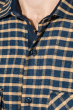 Рубашка мужская теплая, в клетку 50PD0041-3 сине-горчичный