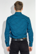 Рубашка мужская теплая, в клетку 50PD0041-3 сине-бирюзовый