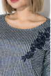 Джемпер женский с вышивкой на плече  81PD2011 серо-синий