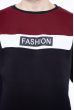 Свитшот на флисе Fashion 85F163 черно-бордовый