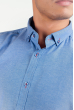 Рубашка мужская с длинным рукавом, воротник на пуговице №208F004 светло-синий