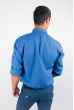 Рубашка мужская с длинным рукавом, воротник на пуговице №208F004 синий