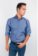 Рубашка мужская с длинным рукавом, воротник на пуговице №208F004 джинс