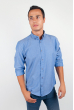 Рубашка мужская с длинным рукавом, воротник на пуговице №208F004 светло-синий