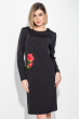 Платье женское (батал) с цветочными нашивками, боковыми карманами 74PD321 черный