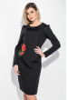 Платье женское (батал) с цветочными нашивками, боковыми карманами 74PD321 черный