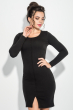 Платье женское однотонное, теплое, приталенное 312V001 черный