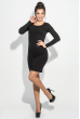 Платье женское однотонное, теплое, приталенное 312V001 черный