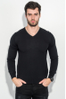 Пуловер мужской с полосой по вырезу 50PD360 черно-серый
