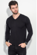 Пуловер мужской с полосой по вырезу 50PD360 черно-серый