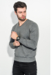 Пуловер мужской с полосой по вырезу 50PD360 серо-черный