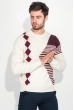Джемпер мужской комбинированный узор 50PD433 бежево-бордовый