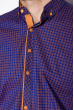 Рубашка мужская 129P056 темно-сиреневый / горчичный