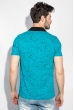 Поло мужское принтованное 185F157-3 бирюзово-голубой