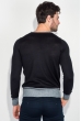 Пуловер мужской с контрастным вырезом 50PD344 черно-серый