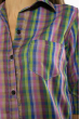 Рубашка женская в цветную клетку 11P400 сине-зеленый / розовый
