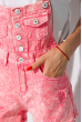 Модный женский джинсовый комбинезон 120PAML8170 розовый меланж