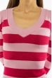 Пуловер женский с V-образным вырезом 618F071 малиново-розовый