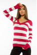 Пуловер женский с V-образным вырезом 618F071 малиново-белый