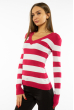 Пуловер женский с V-образным вырезом 618F071 малиново-белый