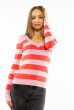 Пуловер женский с V-образным вырезом 618F071 кораллово-розовый