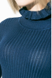 Платье женское облегающее, с рюшами на рукаве 81PD5555 темно-синий