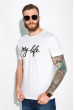 Стильная мужская футболка с надписью My life 148P113-17 белый