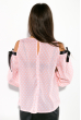 Блузка женская в горох, с открытыми плечами  64PD268-5 персиковый , горох