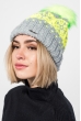 Шапка на флисе, с орнаментом 65P0009-1 светло серый-лимон неон Шапка на флисе, с орнаментом 65P0009-1 светло серый-лимон неон