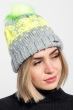 Шапка на флисе, с орнаментом 65P0009-1 светло серый-лимон неон Шапка на флисе, с орнаментом 65P0009-1 светло серый-лимон неон