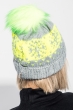 Шапка на флисе, с орнаментом 65P0009-1 светло серый-лимон неон Шапка на флисе, с орнаментом 65P0009-1 светло серый-лимон неон